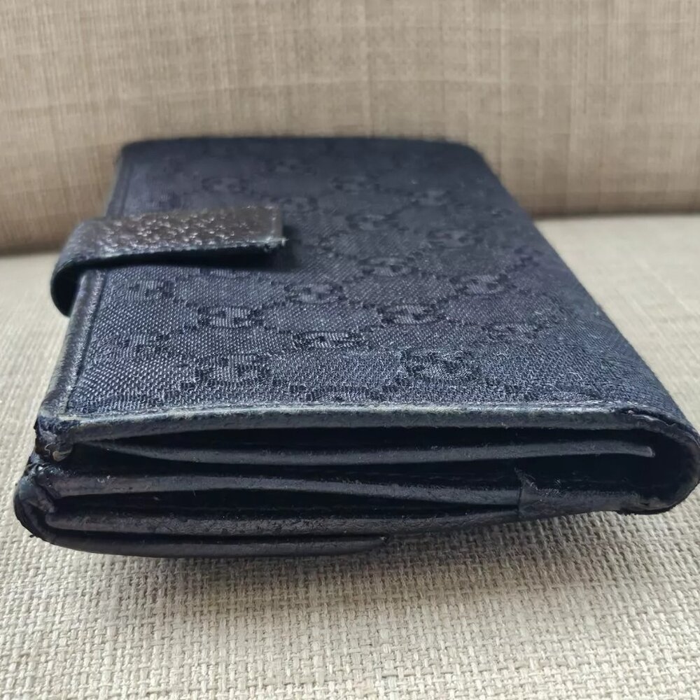 Gucci Clutch Wallet Black Leather/Canvas Bag Card Holder Purse Made in Italy aut - Picture 8 of 14